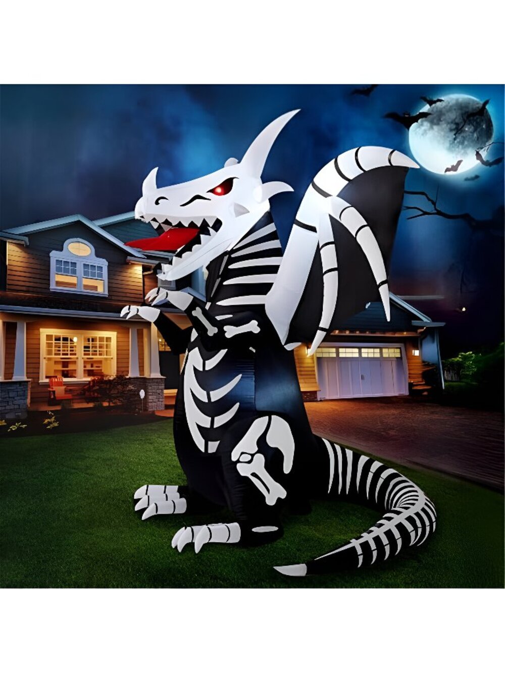 8 FT Tall Halloween Inflatables Outdoor Skeleton Dragon Decoration,
